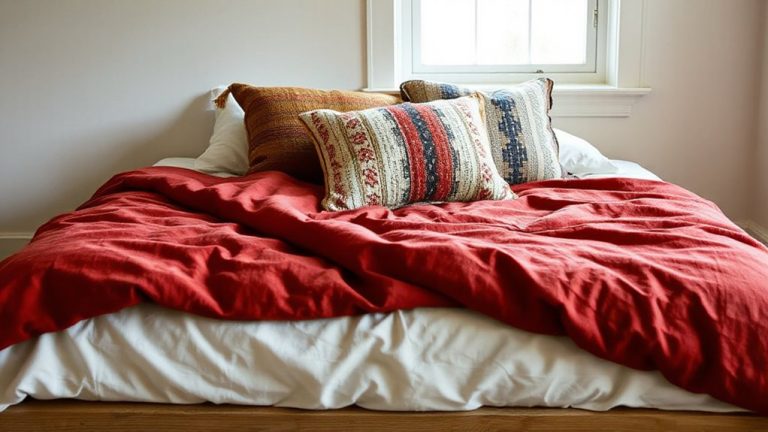 bold duvet neutral sheets eclectic pillows