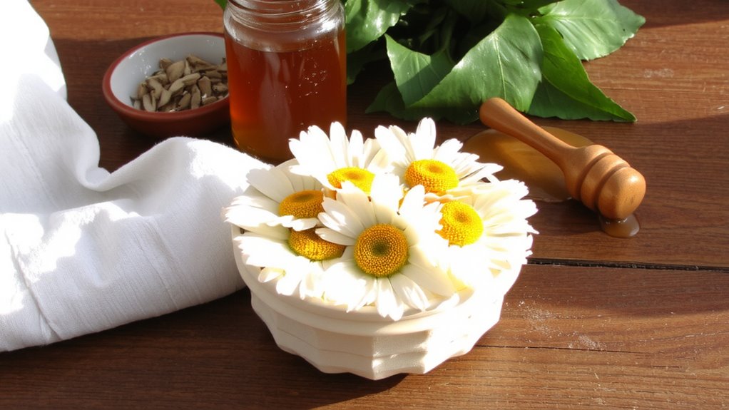 german chamomile at peak bloom
