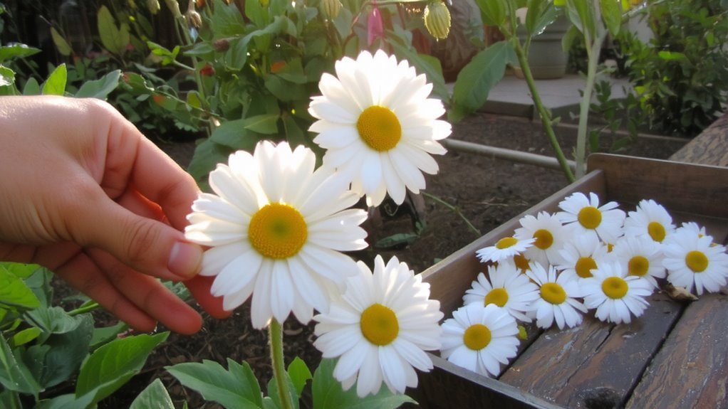 harvest fully open flowers