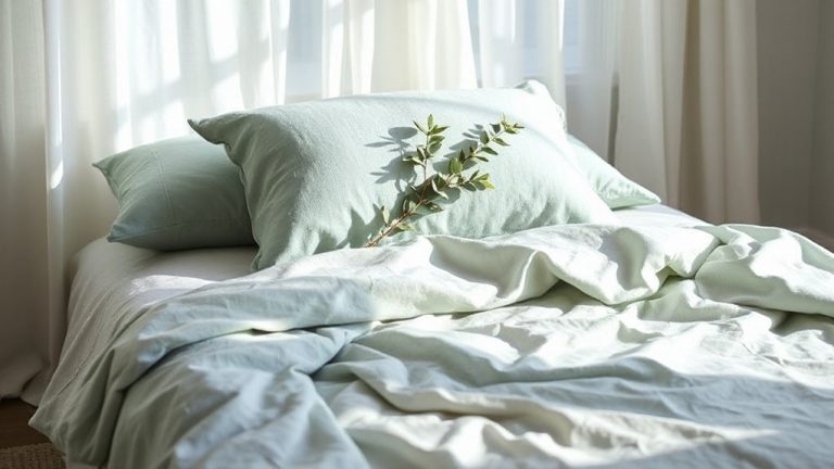 light blue green summer bedding