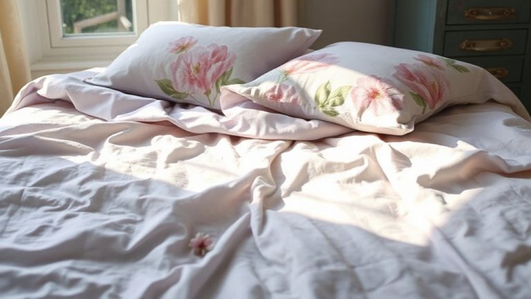 pastel duvets with floral pillows