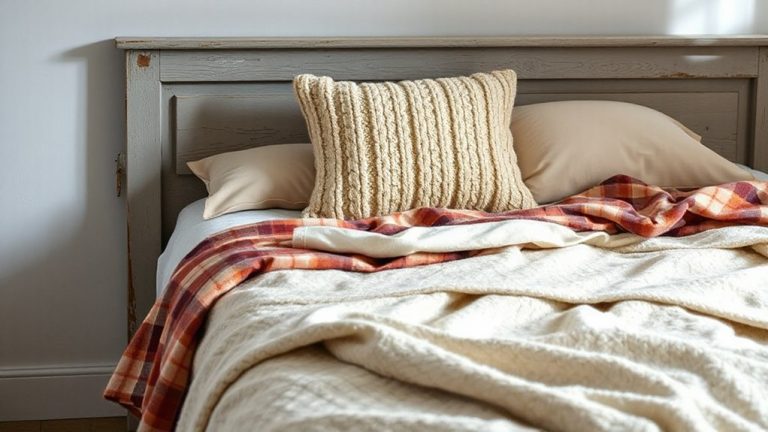 rustic bed with textures
