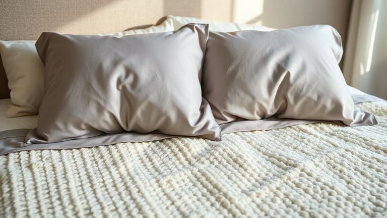 textured bed smooth pillows