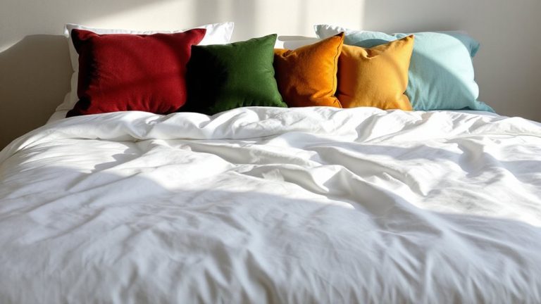 white bedding seasonal pillow palette